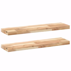 vidaXL Floating Shelves Wall Storage Shelf 4pcs Untreated Solid Wood Acacia - natural, 80 x 20 x 4 cm/ 2 pcs