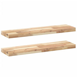 vidaXL Floating Shelves Wall Storage Shelf 4pcs Untreated Solid Wood Acacia - natural, 80 x 20 x 4 cm/ 2 pcs