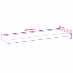 vidaXL Floating Shelves Wall Storage Shelf 4pcs Untreated Solid Wood Acacia - natural, 80 x 20 x 4 cm/ 2 pcs - Additional view 8