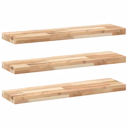 vidaXL Floating Shelves Wall Storage Shelf 4pcs Untreated Solid Wood Acacia - natural, 80 x 20 x 4 cm/ 3 pcs