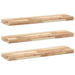 vidaXL Floating Shelves Wall Storage Shelf 4pcs Untreated Solid Wood Acacia - natural, 80 x 20 x 4 cm/ 3 pcs