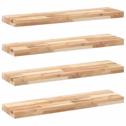 vidaXL Floating Shelves Wall Storage Shelf 4pcs Untreated Solid Wood Acacia - natural, 80 x 20 x 4 cm/ 4 pcs