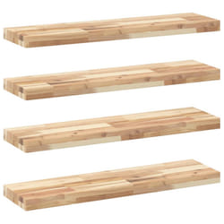 vidaXL Floating Shelves Wall Storage Shelf 4pcs Untreated Solid Wood Acacia - natural, 80 x 20 x 4 cm/ 4 pcs