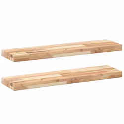 vidaXL Floating Shelves Wall Storage Shelf 4pcs Untreated Solid Wood Acacia - natural, 100 x 20 x 4 cm/ 2 pcs