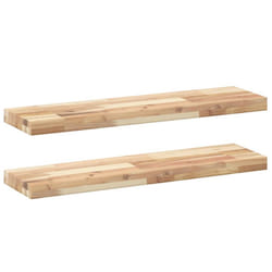vidaXL Floating Shelves Wall Storage Shelf 4pcs Untreated Solid Wood Acacia - natural, 100 x 20 x 4 cm/ 2 pcs