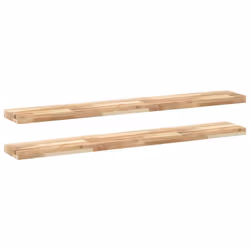 vidaXL Floating Shelves Wall Storage Shelf 4pcs Untreated Solid Wood Acacia - natural, 120 x 20 x 4 cm/ 2 pcs