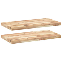 vidaXL Floating Shelves Wall Storage Shelf 4pcs Untreated Solid Wood Acacia - natural, 80 x 40 x 4 cm/ 2 pcs