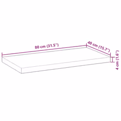 vidaXL Floating Shelves Wall Storage Shelf 4pcs Untreated Solid Wood Acacia - natural, 80 x 40 x 4 cm/ 2 pcs