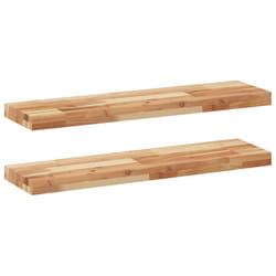 vidaXL Floating Shelves Wall Storage Shelf 4pcs Untreated Solid Wood Acacia - dark brown, 100 x 20 x 4 cm/ 2 pcs