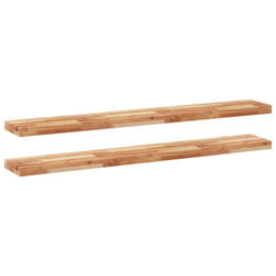 vidaXL Floating Shelves Wall Storage Shelf 4pcs Untreated Solid Wood Acacia - dark brown, 140 x 20 x 4 cm/ 2 pcs