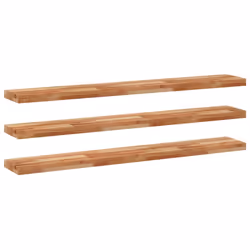 vidaXL Floating Shelves Wall Storage Shelf 4pcs Untreated Solid Wood Acacia - dark brown, 140 x 20 x 4 cm/ 3 pcs