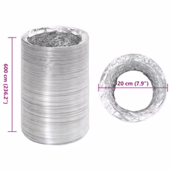 vidaXL Ventilation Duct Air Duct Flexible Exhaust Hose Venting Duct Aluminium - 20 cm