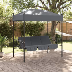 vidaXL Patio Swing Bench with Canopy Dark GraySteel - Additional view 2