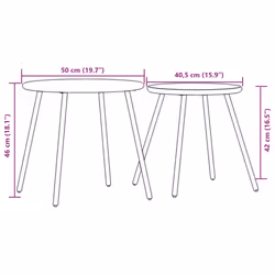 vidaXL Garden Coffee Tables Dining Table 2 pcs Round Black Powder-coated Steel