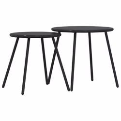 vidaXL Garden Coffee Tables Dining Table 2 pcs Round Black Powder-coated Steel - Additional view 5