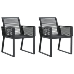 vidaXL Garden Chairs Outdoor Chair Patio Dining Chair 2 pcs Black Poly Rattan