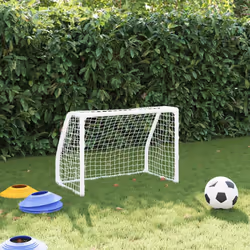 vidaXL Kids' Football Goals Garden Football Net 2 pcs with Ball White Metal