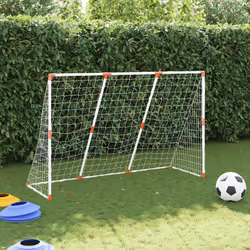 vidaXL Kids' Football Goal with Balls 2-in-1 Football Net Soccer Goal White