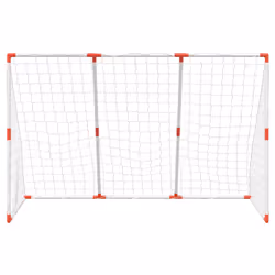 vidaXL Kids' Football Goal with Balls 2-in-1 Football Net Soccer Goal White - Additional view 4