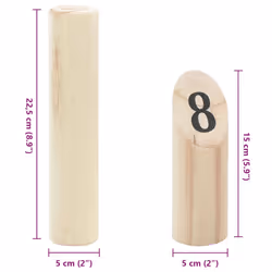 vidaXL Number Kubb Game Set 13 Piece & Carrying Bag Toss Game Solid Pine Wood - Additional view 7