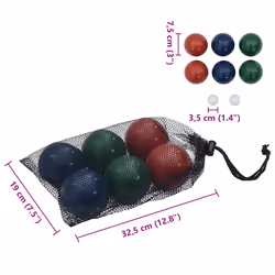 vidaXL Bocce Ball Set 8 Piece with Carrying Bag Bocce Game Solid Pine Wood - Additional view 7