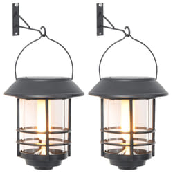 vidaXL Solar Outdoor Wall Lanterns Pathway Lamp Wall Light Flickering Flame - warm white, 2 pcs