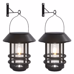 vidaXL Solar Outdoor Wall Lanterns Pathway Lamp Wall Light Flickering Flame - white, 2 pcs