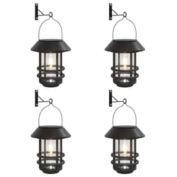vidaXL Solar Outdoor Wall Lanterns Pathway Lamp Wall Light Flickering Flame - white, 4 pcs