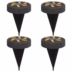 vidaXL Solar Ground Lights with Ground Spikes Solar Outdoor Light Warm White - model 1, 4 pcs
