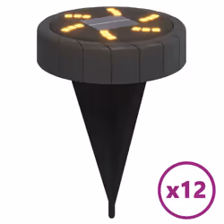 vidaXL Solar Ground Lights with Ground Spikes Solar Outdoor Light Warm White - model 1, 12 pcs