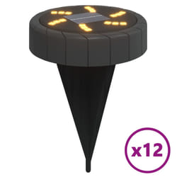 vidaXL Solar Ground Lights with Ground Spikes Solar Outdoor Light Warm White - model 1, 12 pcs