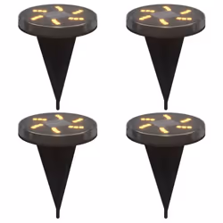 vidaXL Solar Ground Lights with Ground Spikes Solar Outdoor Light Warm White - model 2, 4 pcs