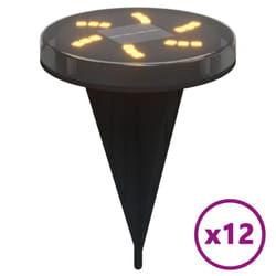 vidaXL Solar Ground Lights with Ground Spikes Solar Outdoor Light Warm White - model 2, 12 pcs