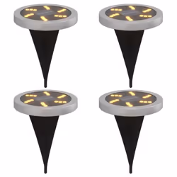 vidaXL Solar Ground Lights with Ground Spikes Solar Outdoor Light Warm White - model 3, 4 pcs