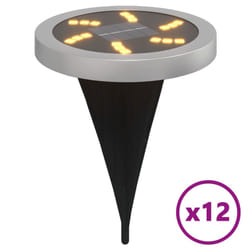 vidaXL Solar Ground Lights with Ground Spikes Solar Outdoor Light Warm White - model 3, 12 pcs