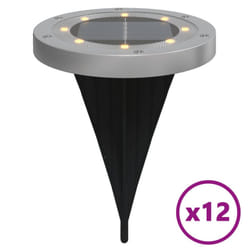 vidaXL Solar Ground Lights with Ground Spikes Solar Outdoor Light Warm White - model 4, 12 pcs
