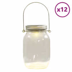 vidaXL Solar Glass Light for Outdoor Garden Light Lantern 12 pcs Warm White