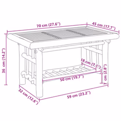 vidaXL Coffee Table Hall Tea Centre End Table Accent Side Console Table Bamboo - Additional view 6
