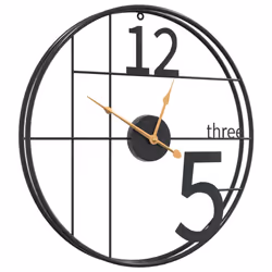 vidaXL Wall Clock Battery-Operated Modern Quartz Round Wall Clock Black Iron
