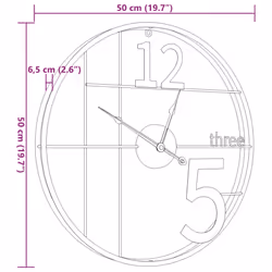 vidaXL Wall Clock Battery-Operated Modern Quartz Round Wall Clock Black Iron - Additional view 6
