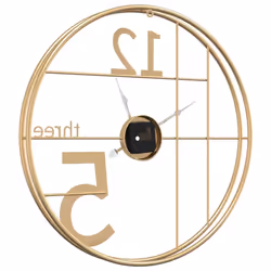vidaXL Wall Clock Battery-Operated Modern Quartz Round Wall Clock Gold Iron - Additional view 4