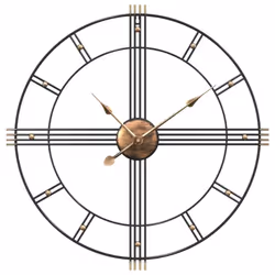 vidaXL Wall Clock Battery-Operated Modern Quartz Round Wall Clock Black Iron