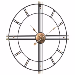 vidaXL Wall Clock Battery-Operated Modern Quartz Round Wall Clock Black Iron