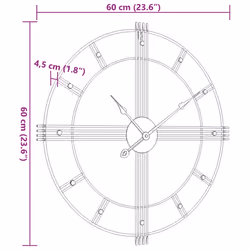 vidaXL Wall Clock Battery-Operated Modern Quartz Round Wall Clock Black Iron