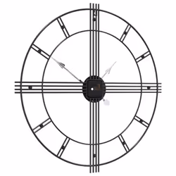 vidaXL Wall Clock Battery-Operated Modern Quartz Round Wall Clock Black Iron - Additional view 4