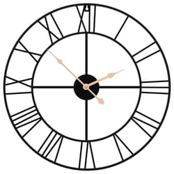 vidaXL Wall Clock Battery-Operated Modern Quartz Round Wall Clock Black Iron