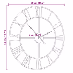 vidaXL Wall Clock Battery-Operated Modern Quartz Round Wall Clock Black Iron