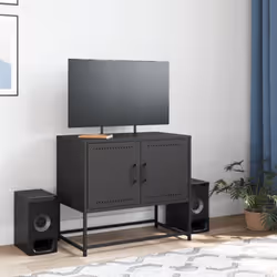 vidaXL TV Cabinet TV Stand Media Unit TV Unit Entertainment Centre Black Steel
