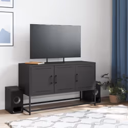 vidaXL TV Cabinet TV Stand Media Unit TV Unit Entertainment Centre Black Steel - Additional view 2