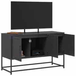 vidaXL TV Cabinet TV Stand Media Unit TV Unit Entertainment Centre Black Steel - Additional view 4